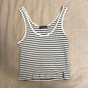 Brandy Melville Black and White Fitted Crop Tank Top